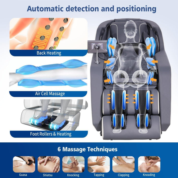 3D Massage Chairs with AI Voice Control Zero Gravity SL Track Full Body Recliner