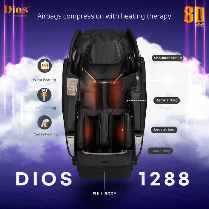 Kahuna Chair Dios Massage Chair 8D AI Dual Air Tech Touch Roller SL-track with Brain Relaxation Program Dios-1288 Black