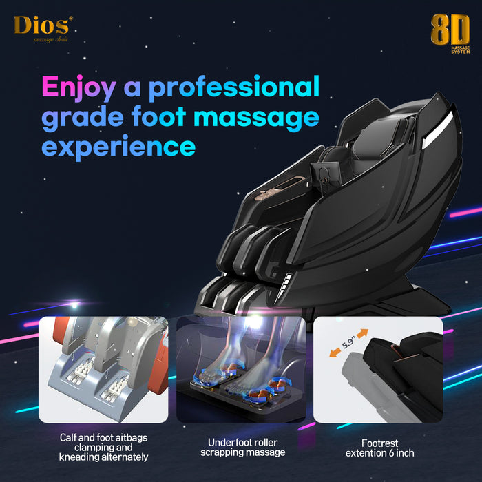 Kahuna Chair Dios Massage Chair 8D AI Dual Air Tech Touch Roller SL-track with Brain Relaxation Program Dios-1288 Black