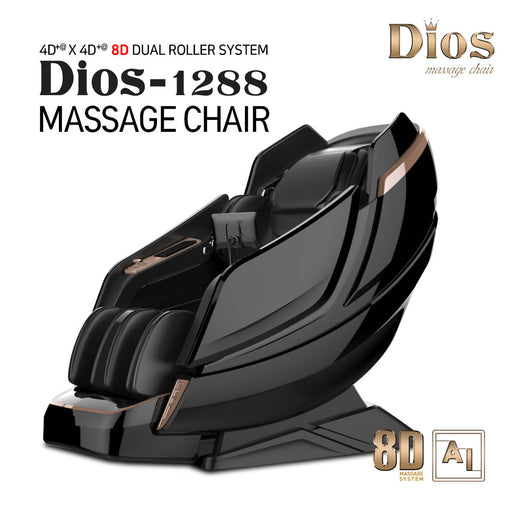 Kahuna Chair Dios Massage Chair 8D AI Dual Air Tech Touch Roller SL-track with Brain Relaxation Program Dios-1288 Black