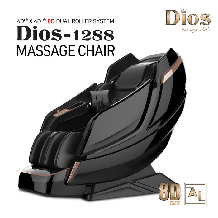 Kahuna Chair Dios Massage Chair 8D AI Dual Air Tech Touch Roller SL-track with Brain Relaxation Program Dios-1288 Black