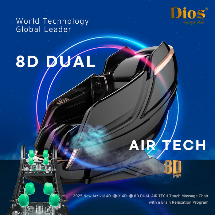 Kahuna Chair Dios Massage Chair 8D AI Dual Air Tech Touch Roller SL-track with Brain Relaxation Program Dios-1288 Black