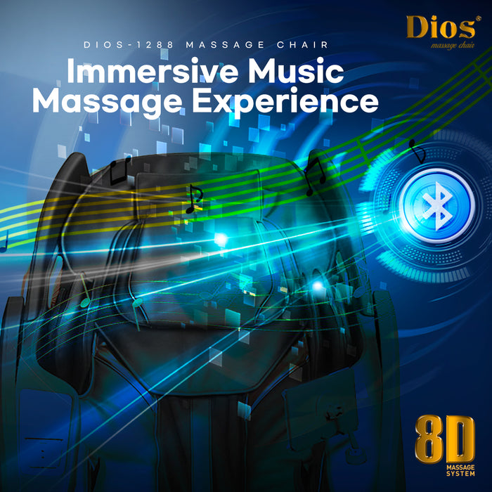 Kahuna Chair Dios Massage Chair 8D AI Dual Air Tech Touch Roller SL-track with Brain Relaxation Program Dios-1288 Black