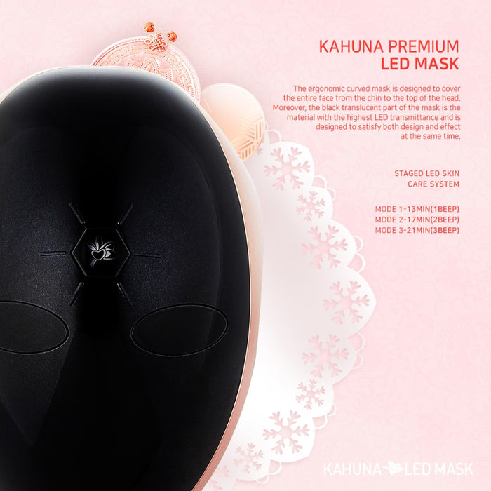 Kahuna Premium LED mask - Made in Korea, Korean Beauty Secret, Healthy Glowing Glass Skin – Collagen Activation – Black/RoseGold