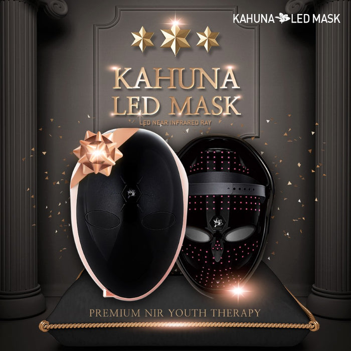 Kahuna Premium LED mask - Made in Korea, Korean Beauty Secret, Healthy Glowing Glass Skin – Collagen Activation – Black/RoseGold