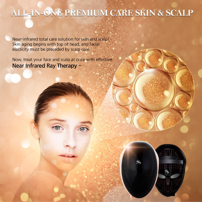 Kahuna Premium LED mask - Made in Korea, Korean Beauty Secret, Healthy Glowing Glass Skin – Collagen Activation – Black/RoseGold