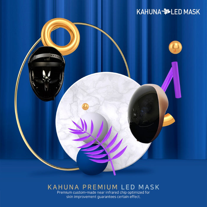 Kahuna Premium LED mask - Made in Korea, Korean Beauty Secret, Healthy Glowing Glass Skin – Collagen Activation – Black/RoseGold