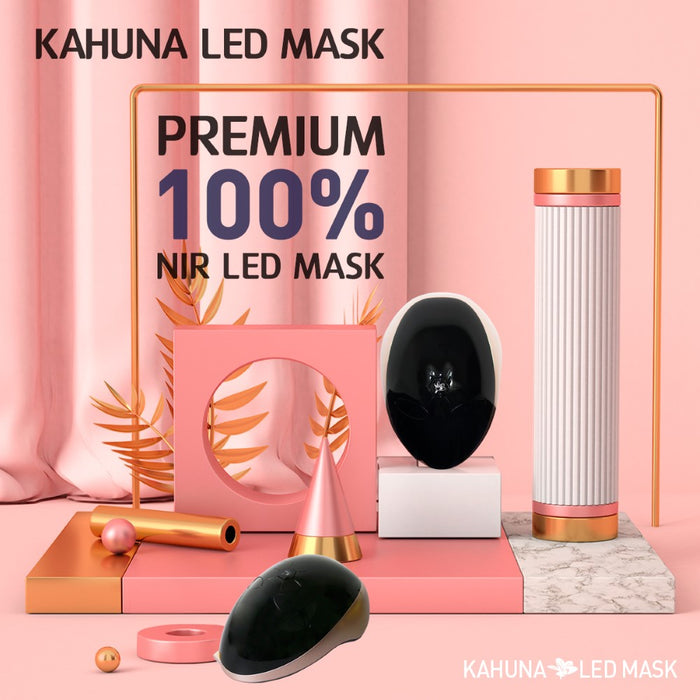 Kahuna Premium LED mask - Made in Korea, Korean Beauty Secret, Healthy Glowing Glass Skin – Collagen Activation – Black/RoseGold
